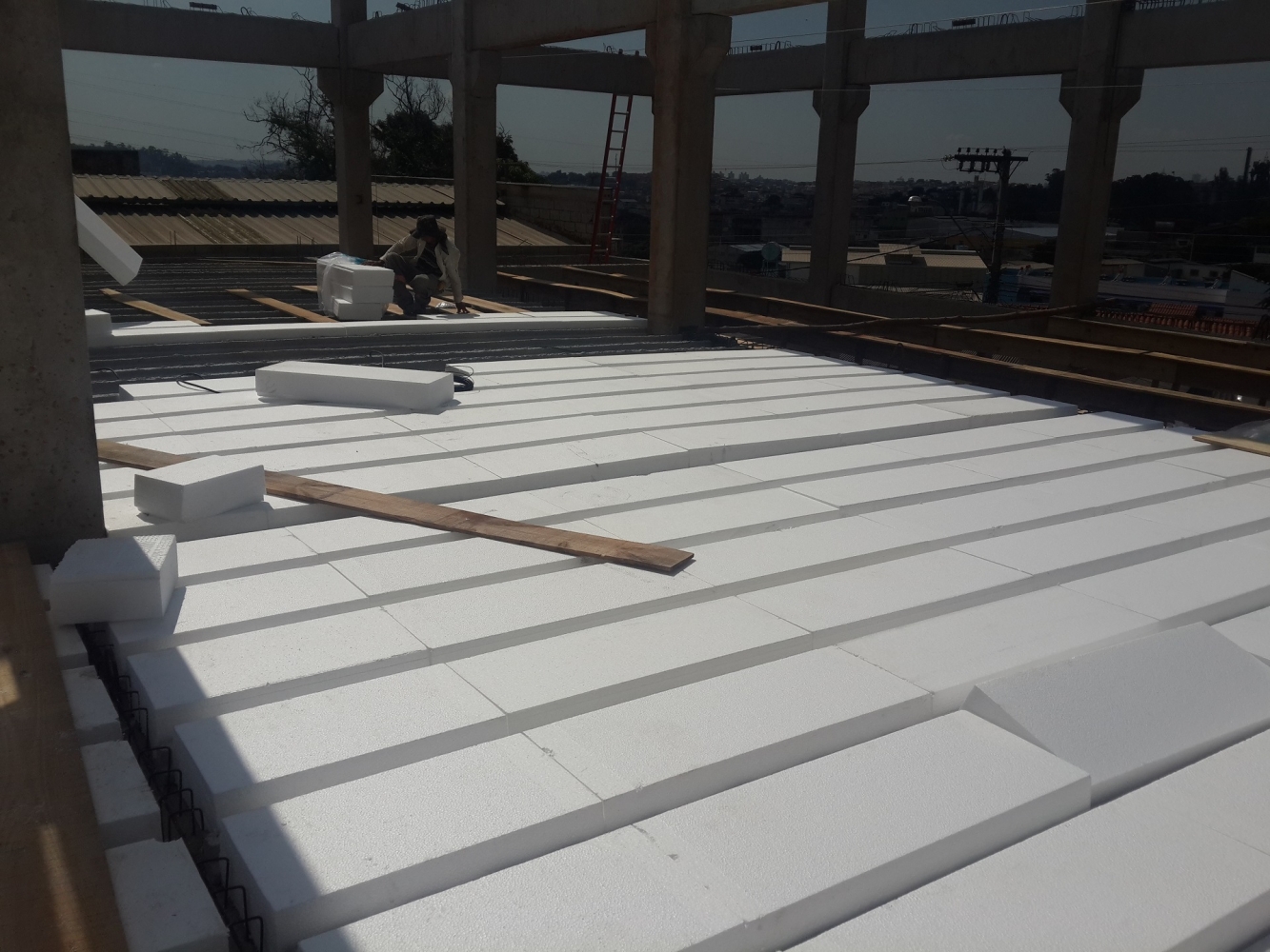 Laje protendida em obra