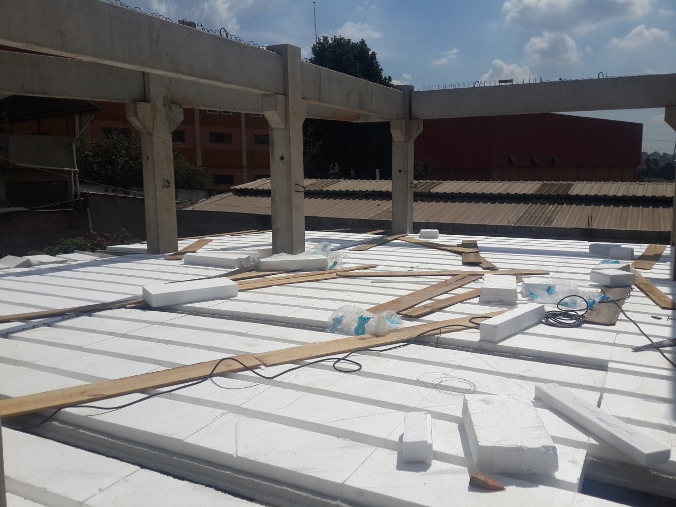 Laje protendida em obra